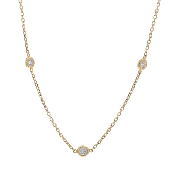 Yellow Gold Diamond by the Yard Necklace 18" 14k Round Brilliant 1.04ctw - Picture 1 of 6